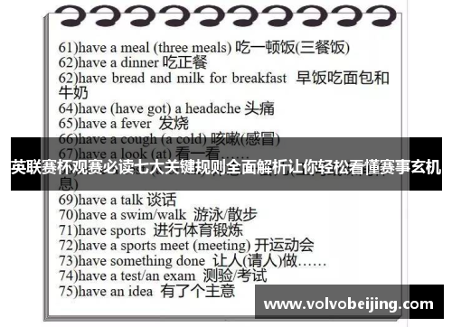 英联赛杯观赛必读七大关键规则全面解析让你轻松看懂赛事玄机 英联赛杯观赛必读七大关键规则全面解析让你轻松看懂赛事玄机